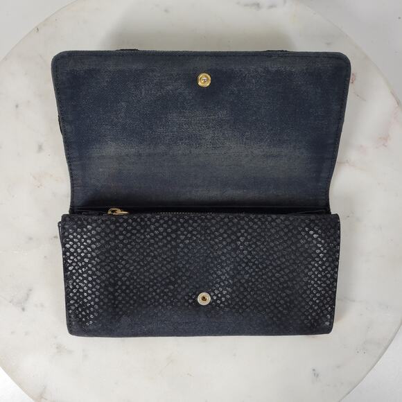 See By Chloe Checkbook Wallet 7.25" Black Soft Embossed Leather Bi-Fold Clutch - Picture 6 of 16